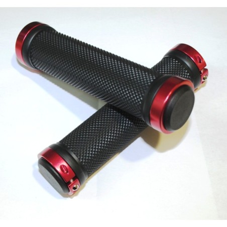 PAR PUÑOS NEGRO PUNTAS DE ALUMINIO ROJO C/TORNILLO