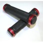 PAR PUÑOS NEGRO PUNTAS DE ALUMINIO ROJO C/TORNILLO