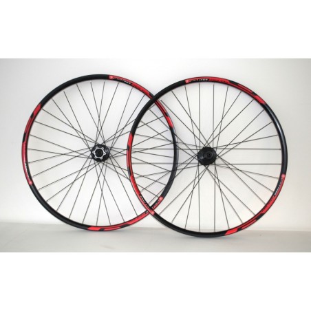 PAR RUEDAS 29ER NEO DISC 6 AGUJEROS NEGRO/ROJO
