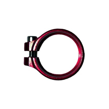 CIERRE ABRAZADERA AL. C/TORNILLO 34.9MM ROJO ANODIZADO